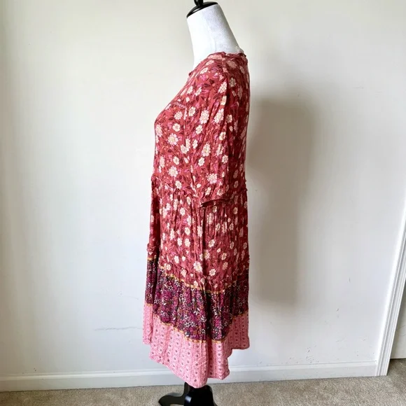 KNOX ROSE Short Sleeved Floral Tiered Boho Dress—SZ. XS - Picture 3 of 14